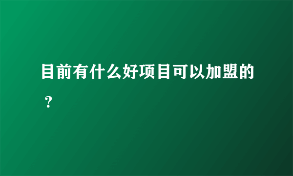 目前有什么好项目可以加盟的 ？