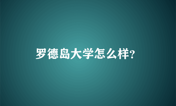 罗德岛大学怎么样？