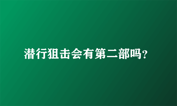 潜行狙击会有第二部吗？