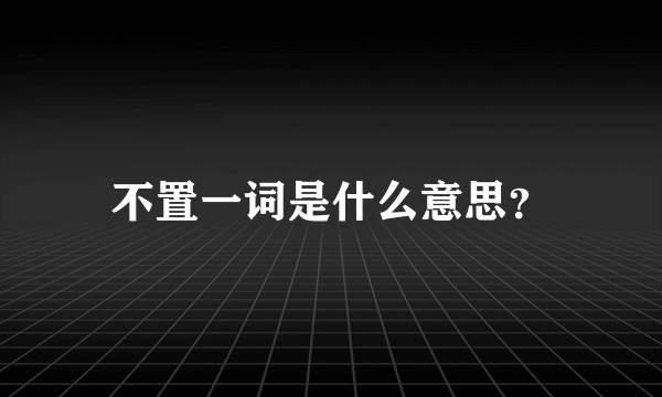 不置一词是什么意思？