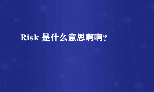 Risk 是什么意思啊啊？