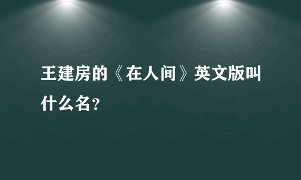 王建房的《在人间》英文版叫什么名？