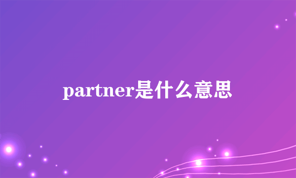 partner是什么意思