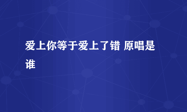 爱上你等于爱上了错 原唱是谁