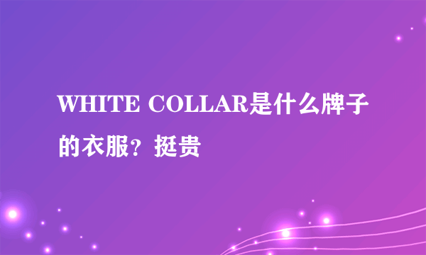 WHITE COLLAR是什么牌子的衣服？挺贵