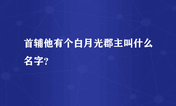 首辅他有个白月光郡主叫什么名字？