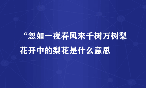 “忽如一夜春风来千树万树梨花开中的梨花是什么意思