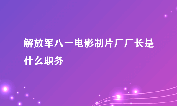 解放军八一电影制片厂厂长是什么职务