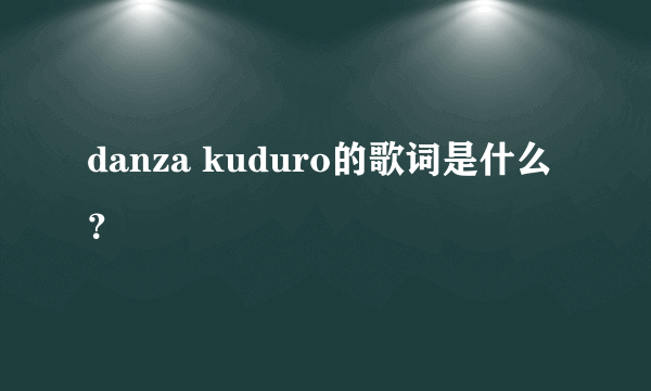 danza kuduro的歌词是什么？