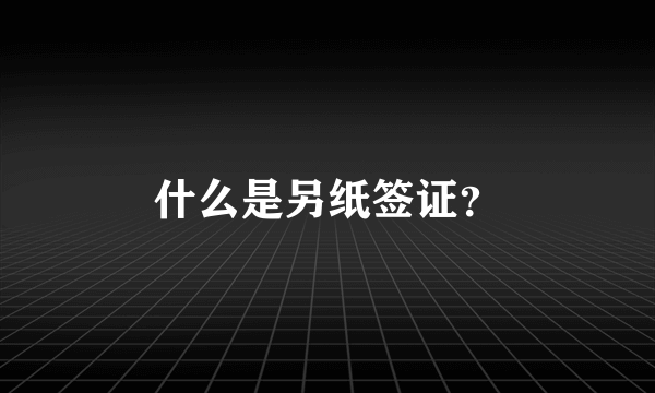 什么是另纸签证？