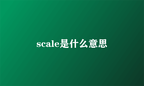 scale是什么意思