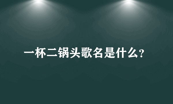 一杯二锅头歌名是什么？