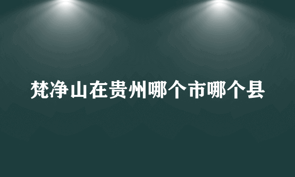 梵净山在贵州哪个市哪个县