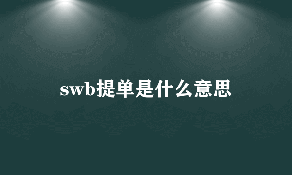 swb提单是什么意思