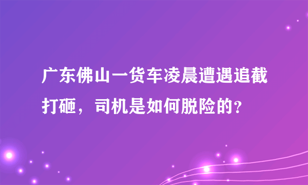 广东佛山一货车凌晨遭遇追截打砸，司机是如何脱险的？