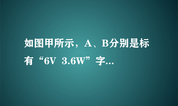 如图甲所示，A、B分别是标有“6V  3.6W”字样的灯泡L和定值电阻R的U-I图象．则R的阻值为______Ω；若把它