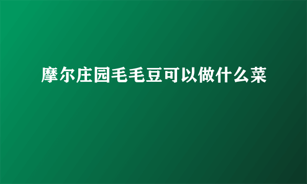 摩尔庄园毛毛豆可以做什么菜