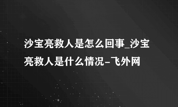 沙宝亮救人是怎么回事_沙宝亮救人是什么情况-飞外网