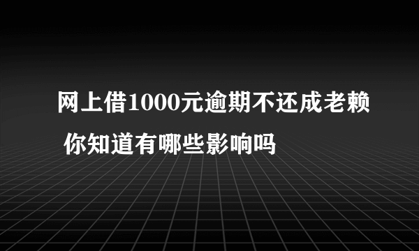 网上借1000元逾期不还成老赖 你知道有哪些影响吗