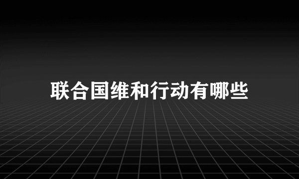 联合国维和行动有哪些