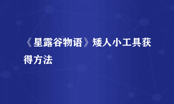 《星露谷物语》矮人小工具获得方法