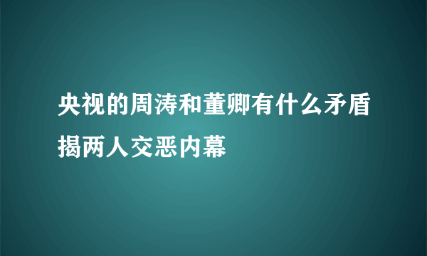 央视的周涛和董卿有什么矛盾揭两人交恶内幕