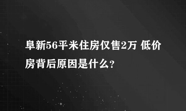 阜新56平米住房仅售2万 低价房背后原因是什么？