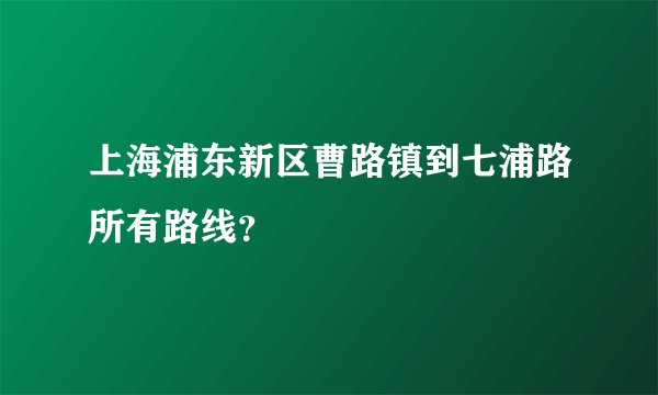 上海浦东新区曹路镇到七浦路所有路线？