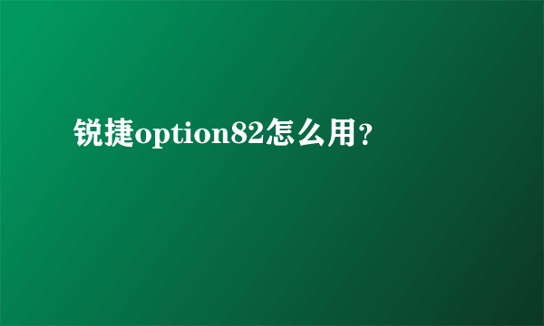 锐捷option82怎么用？