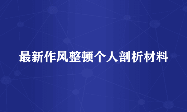 最新作风整顿个人剖析材料