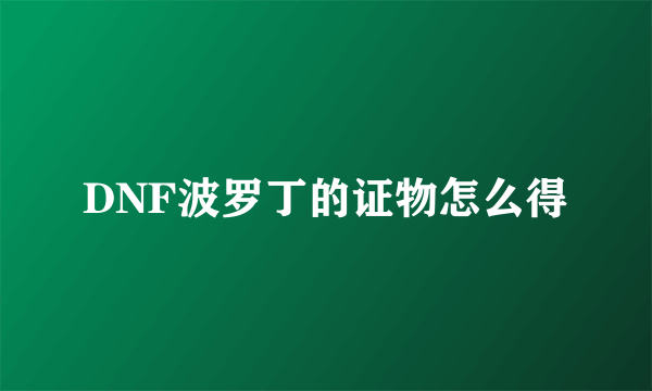 DNF波罗丁的证物怎么得