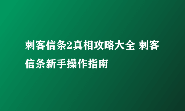 刺客信条2真相攻略大全 刺客信条新手操作指南