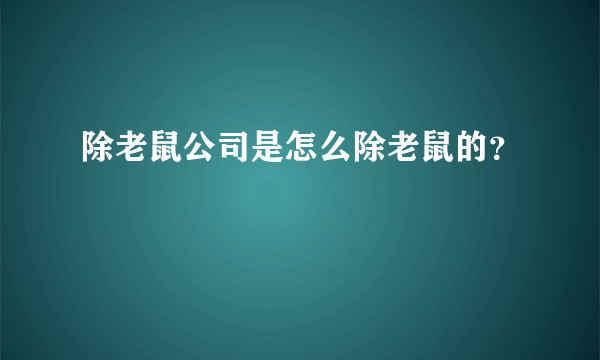 除老鼠公司是怎么除老鼠的？