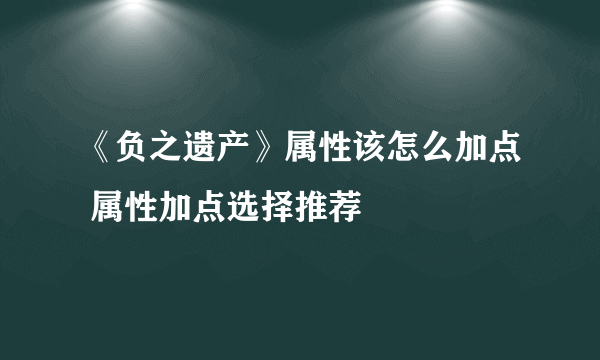 《负之遗产》属性该怎么加点 属性加点选择推荐