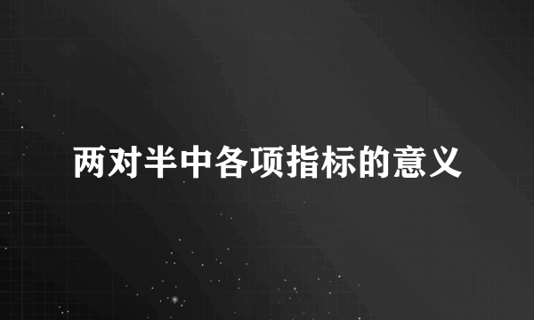 两对半中各项指标的意义