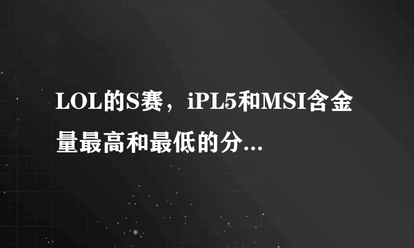 LOL的S赛，iPL5和MSI含金量最高和最低的分别是哪个？