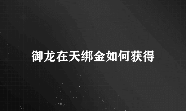 御龙在天绑金如何获得