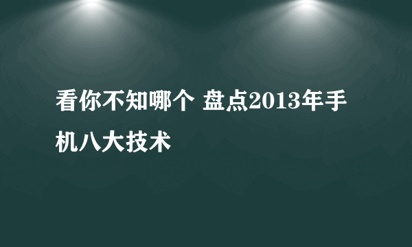 看你不知哪个 盘点2013年手机八大技术