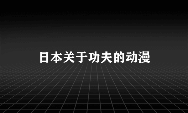 日本关于功夫的动漫