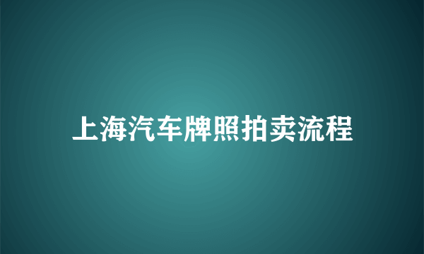 上海汽车牌照拍卖流程