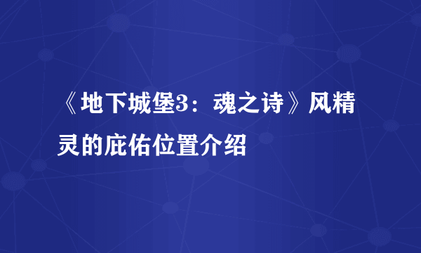 《地下城堡3：魂之诗》风精灵的庇佑位置介绍