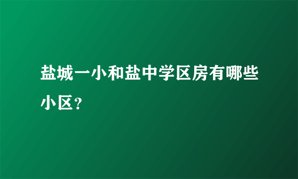 盐城一小和盐中学区房有哪些小区？