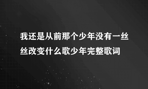 我还是从前那个少年没有一丝丝改变什么歌少年完整歌词