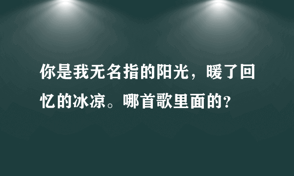 你是我无名指的阳光，暖了回忆的冰凉。哪首歌里面的？